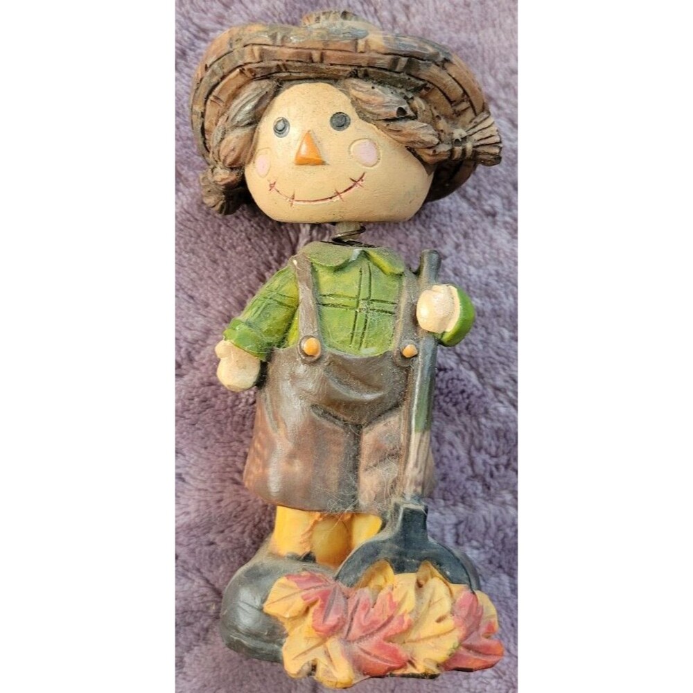 Vintage Scarecrow Bobble Head Figurine 4.5”